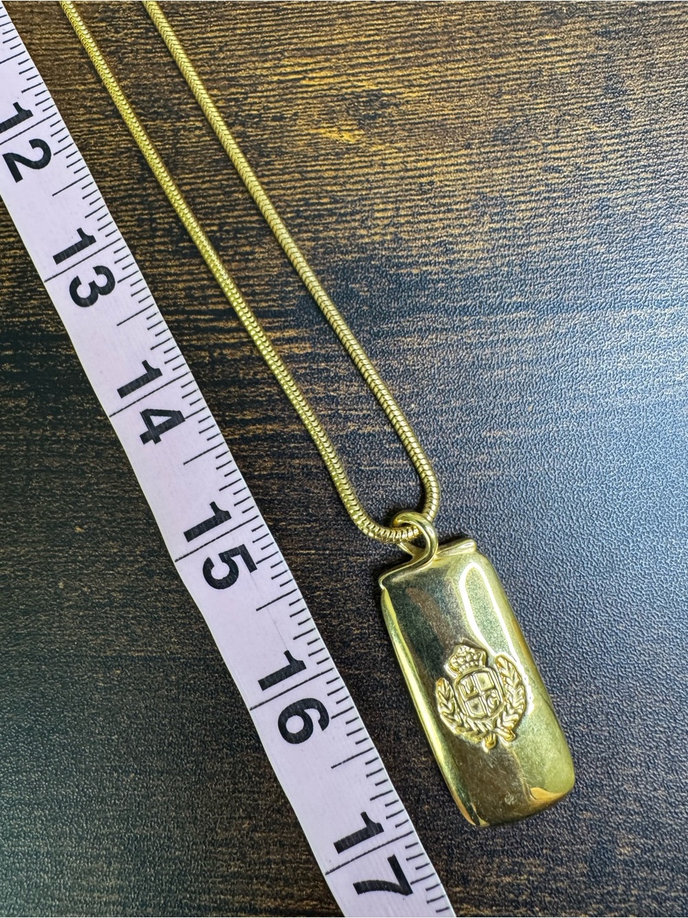 Liz Claiborne Polished Gold-Tone Crest Pendant Necklace - Snake Chain - Picture 6 of 7